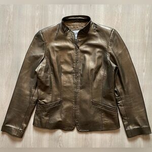 Vintage Gold Monterra Genuine Leather Biker Moto Cafe Racer Sz Medium 
20x24